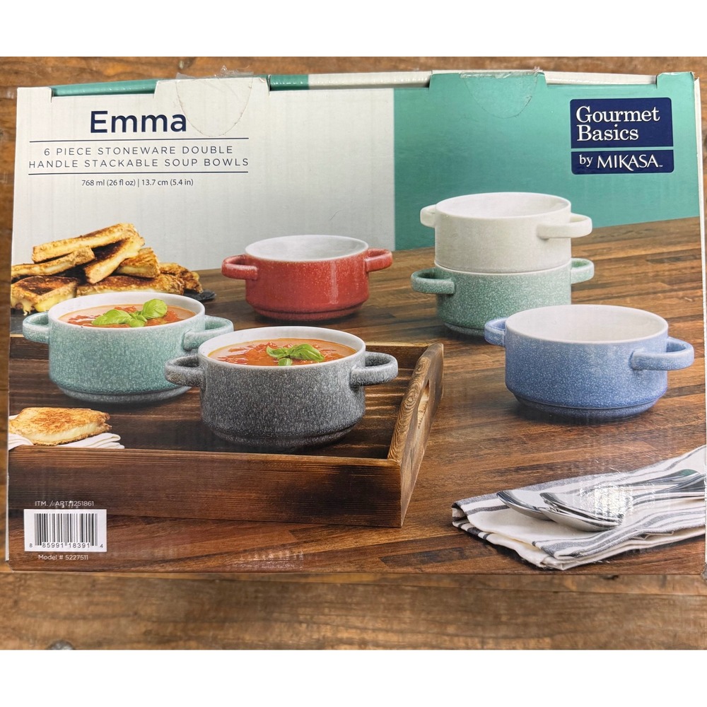 Mikasa Gourmet Basics Emma 6pc Stoneware Stackable Soup Bowls 26oz Multicolor